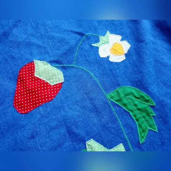 sweet berry patch • vintage handmade denim wrap around skirt - Picture 7 of 8